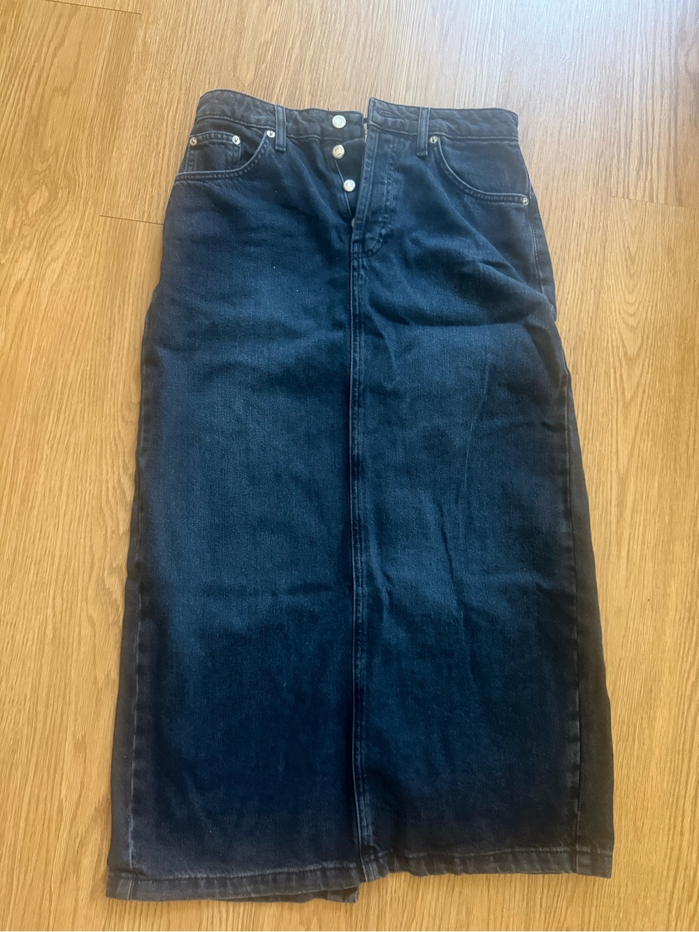Topshop Black denim Women's maxi skirt